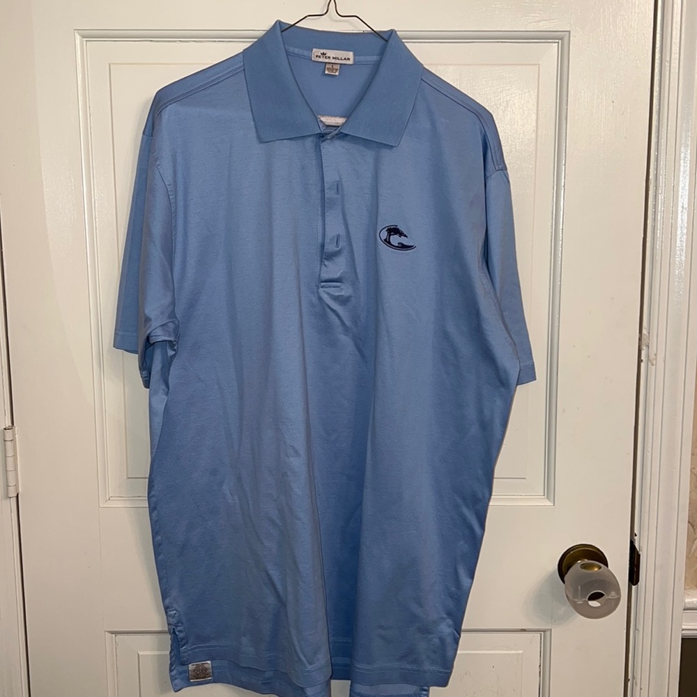 EUC Peter Millar Blue Golf Polo Shirt size Large